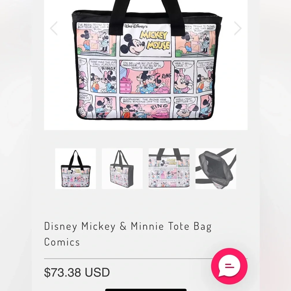 Disney Mickey Mouse Comic Print Tote Bag - Black - Picture 6 of 6